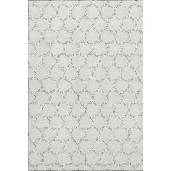 Ivory And Charcoal Geometric Washable Area Rug With UV Protection Photo 1