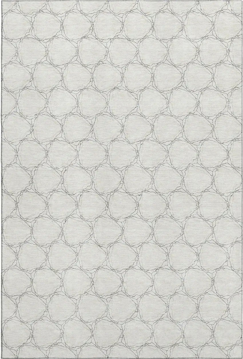 Ivory And Charcoal Geometric Washable Area Rug With UV Protection Photo 1