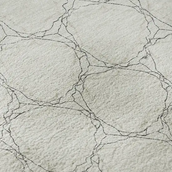 Ivory And Charcoal Geometric Washable Area Rug With UV Protection Photo 9