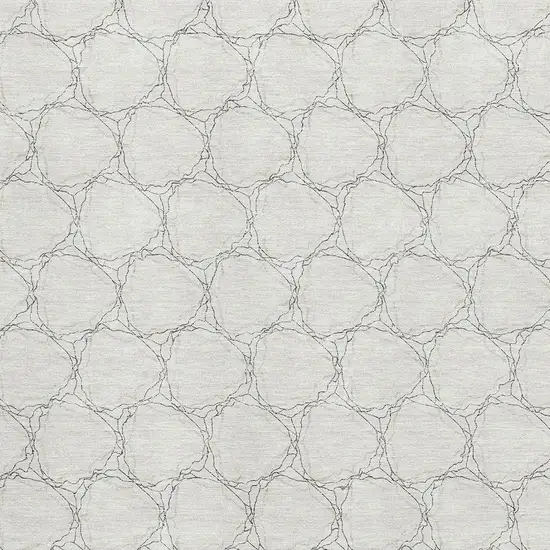 Ivory And Charcoal Geometric Washable Area Rug With UV Protection Photo 2