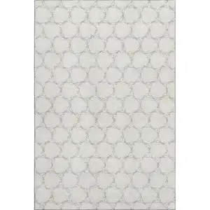 Photo of Ivory And Charcoal Geometric Washable Area Rug With UV Protection