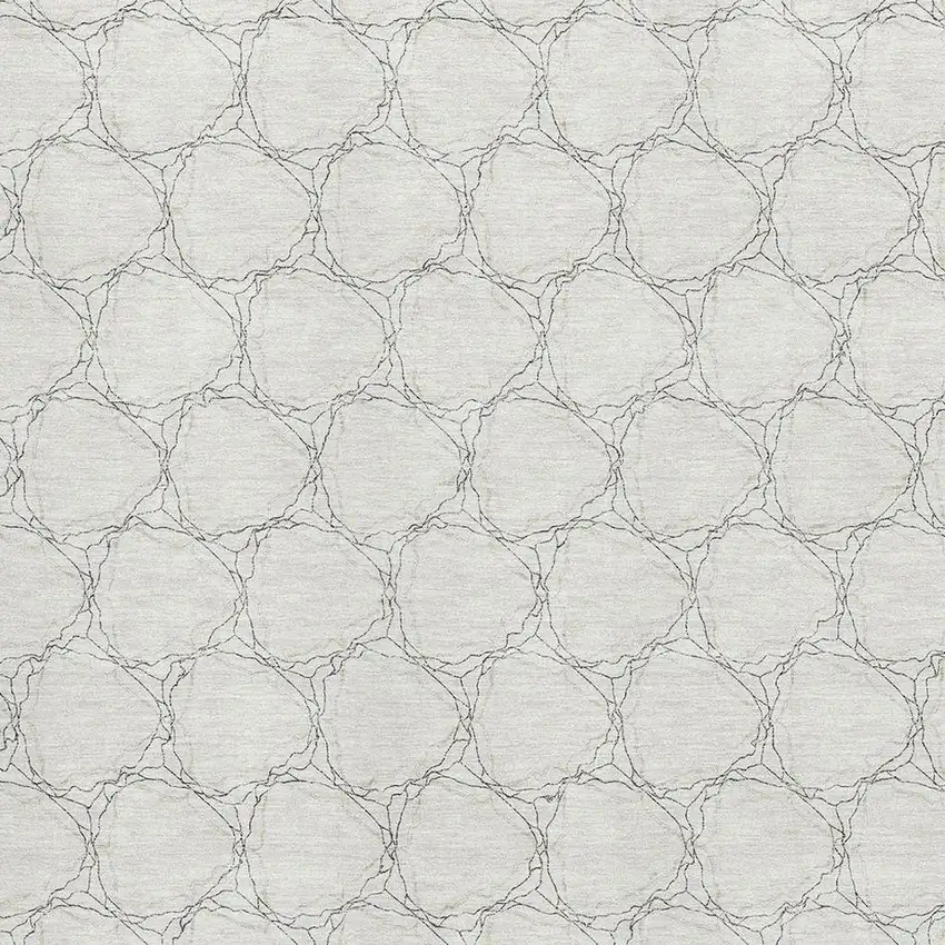 Ivory And Charcoal Geometric Washable Area Rug With UV Protection Photo 2