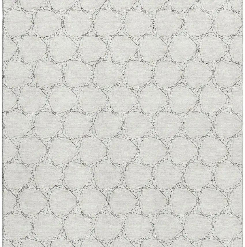 Ivory And Charcoal Geometric Washable Area Rug With UV Protection Photo 3