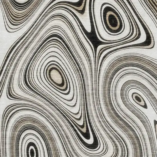 Ivory And Charcoal Geometric Washable Area Rug With UV Protection Photo 3
