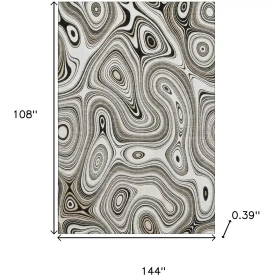 Ivory And Charcoal Geometric Washable Area Rug With UV Protection Photo 9