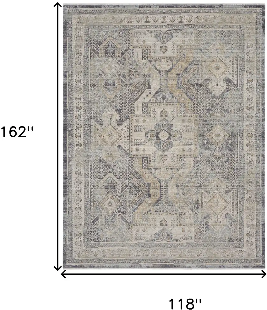 Ivory And Charcoal Medallion Distressed Area Rug With Fringe Photo 3