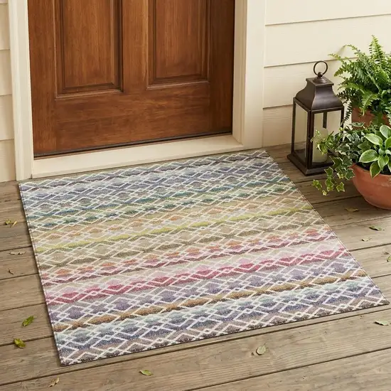 Ivory And Chocolate Striped Washable Indoor Outdoor Area Rug Photo 1