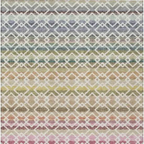 Ivory And Chocolate Striped Washable Indoor Outdoor Area Rug Photo 4