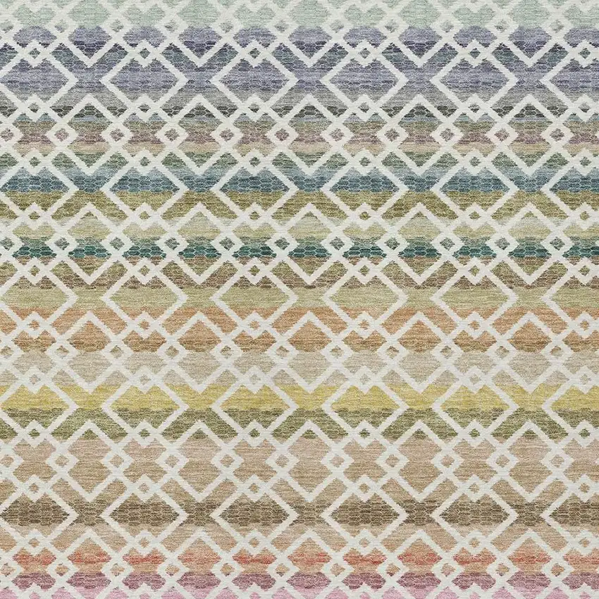 Ivory And Chocolate Striped Washable Indoor Outdoor Area Rug Photo 3