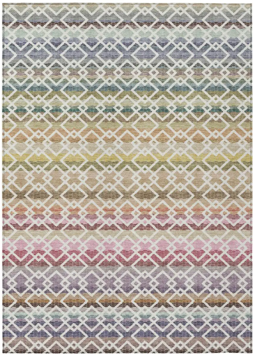 Ivory And Chocolate Striped Washable Indoor Outdoor Area Rug Photo 2