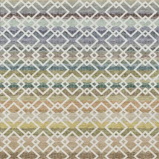 Ivory And Chocolate Striped Washable Indoor Outdoor Area Rug Photo 3