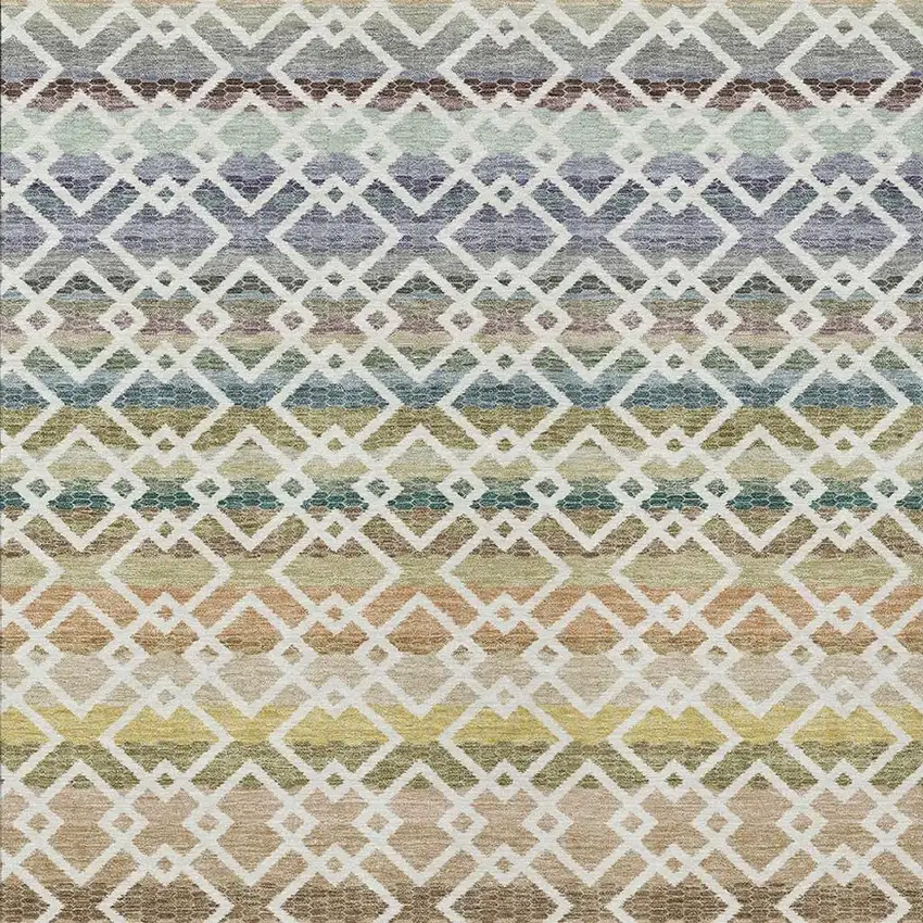 Ivory And Chocolate Striped Washable Indoor Outdoor Area Rug Photo 3
