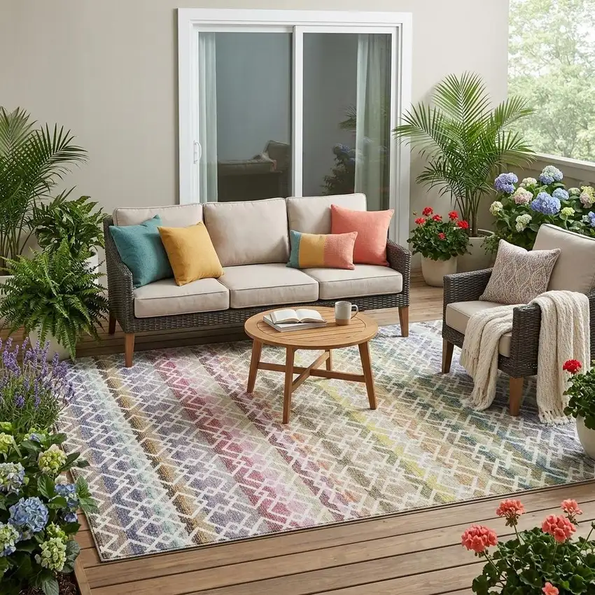 Ivory And Chocolate Striped Washable Indoor Outdoor Area Rug Photo 1