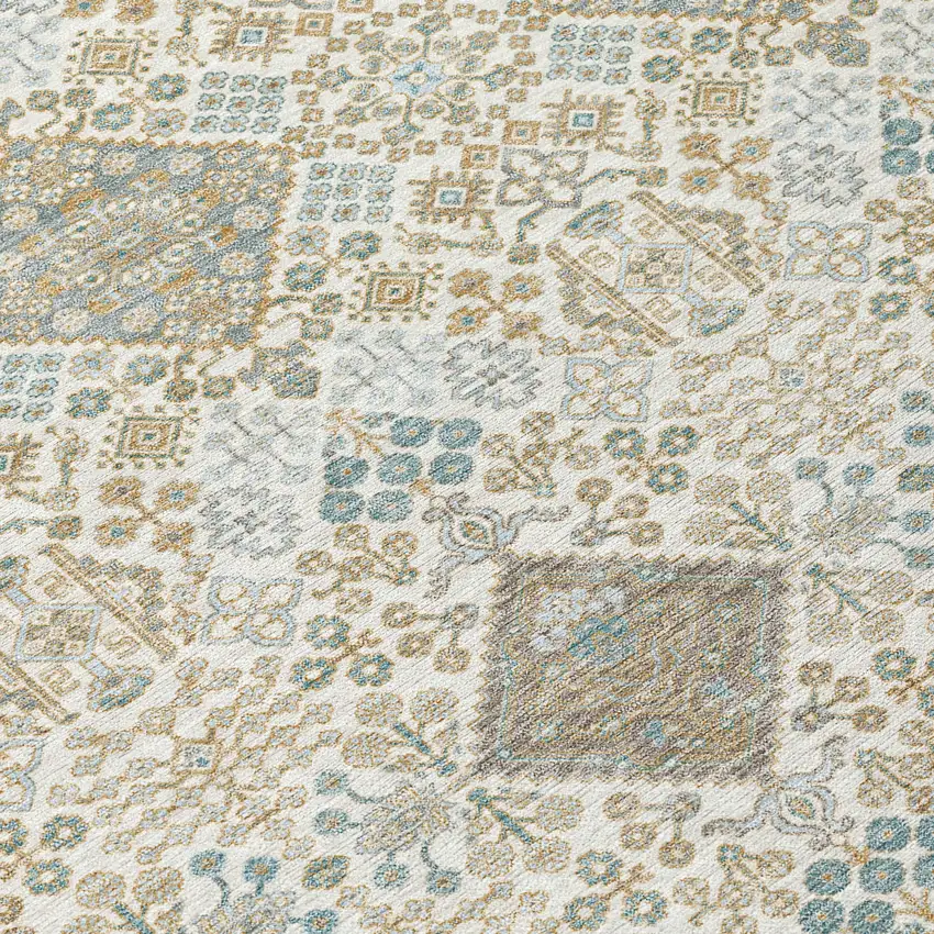 Ivory And Copper Geometric Washable Indoor Outdoor Area Rug Photo 9