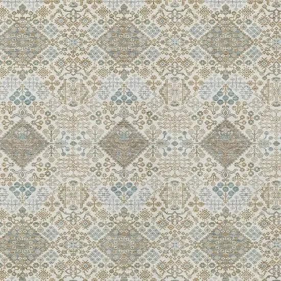 Ivory And Copper Geometric Washable Indoor Outdoor Area Rug Photo 2