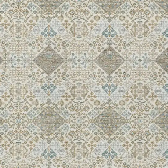 Ivory And Copper Geometric Washable Indoor Outdoor Area Rug Photo 2