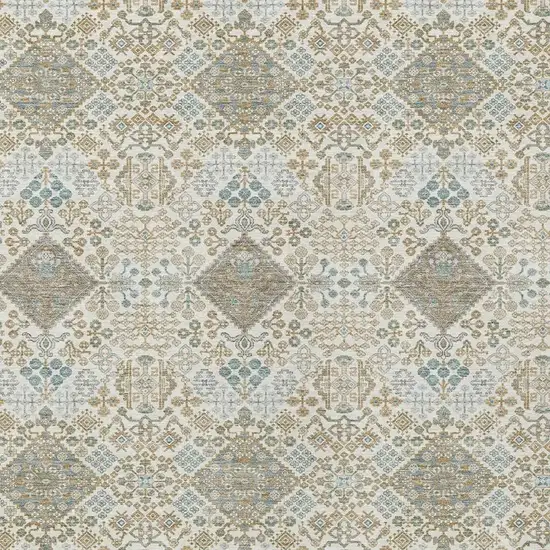 Ivory And Copper Geometric Washable Indoor Outdoor Area Rug Photo 2