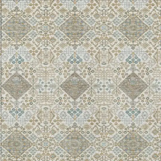 Ivory And Copper Geometric Washable Indoor Outdoor Area Rug Photo 2
