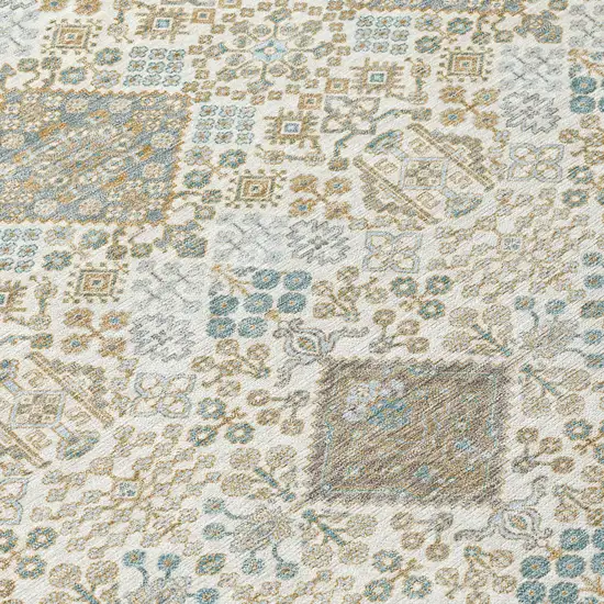 Ivory And Copper Geometric Washable Indoor Outdoor Area Rug Photo 9