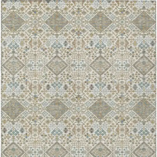 Ivory And Copper Geometric Washable Indoor Outdoor Area Rug Photo 3