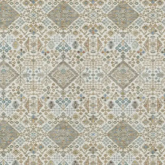 Ivory And Copper Geometric Washable Indoor Outdoor Area Rug Photo 2