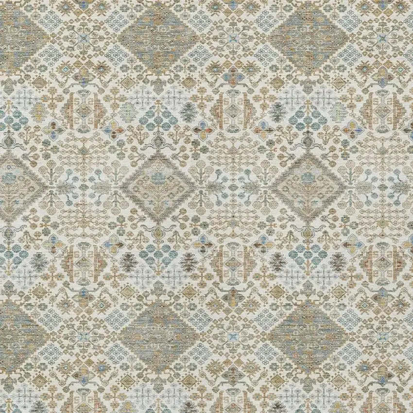 Ivory And Copper Geometric Washable Indoor Outdoor Area Rug Photo 2