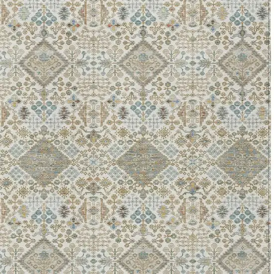 Ivory And Copper Geometric Washable Indoor Outdoor Area Rug Photo 2