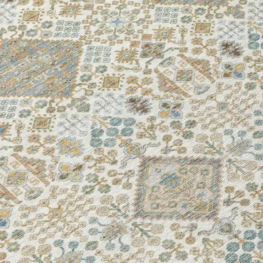 Ivory And Copper Geometric Washable Indoor Outdoor Area Rug Photo 9