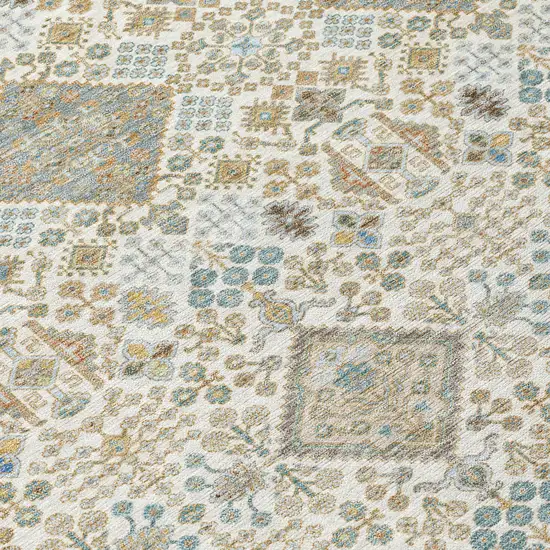 Ivory And Copper Geometric Washable Indoor Outdoor Area Rug Photo 9