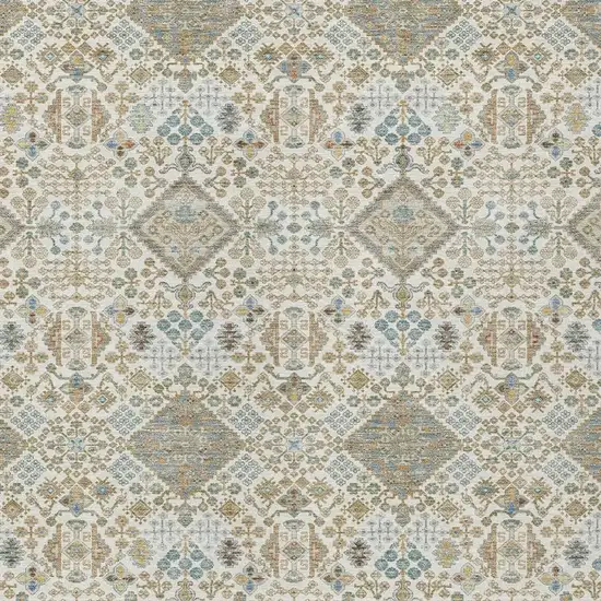 Ivory And Copper Geometric Washable Indoor Outdoor Area Rug Photo 2