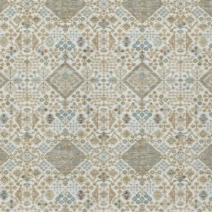 Ivory And Copper Geometric Washable Indoor Outdoor Area Rug Photo 2