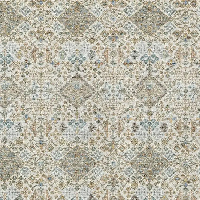 Ivory And Copper Geometric Washable Indoor Outdoor Area Rug Photo 2