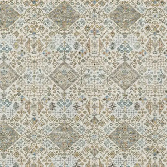 Ivory And Copper Geometric Washable Indoor Outdoor Area Rug Photo 2