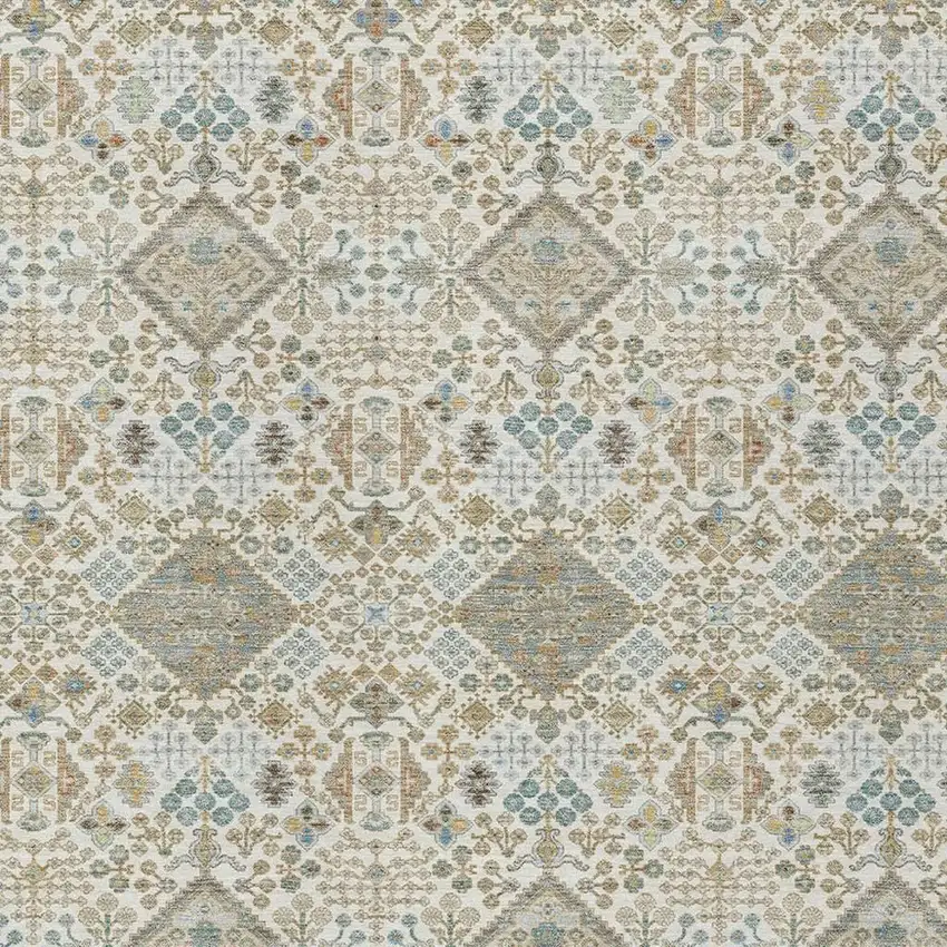 Ivory And Copper Geometric Washable Indoor Outdoor Area Rug Photo 2
