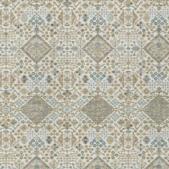 Ivory And Copper Geometric Washable Indoor Outdoor Area Rug Photo 2