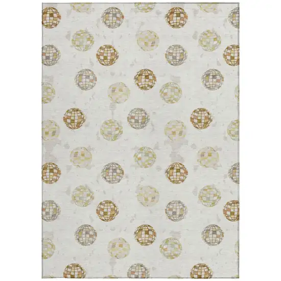 Ivory And Copper Geometric Washable Indoor Outdoor Area Rug Photo 4