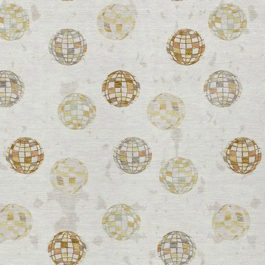 Ivory And Copper Geometric Washable Indoor Outdoor Area Rug Photo 3