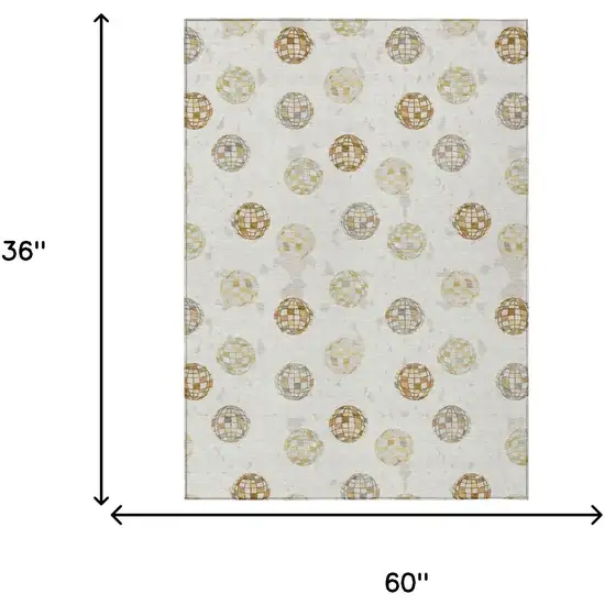Ivory And Copper Geometric Washable Indoor Outdoor Area Rug Photo 9