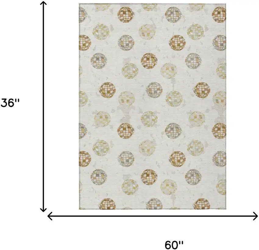 Ivory And Copper Geometric Washable Indoor Outdoor Area Rug Photo 9