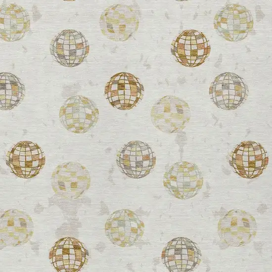 Ivory And Copper Geometric Washable Indoor Outdoor Area Rug Photo 3