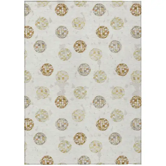 Ivory And Copper Geometric Washable Indoor Outdoor Area Rug Photo 2