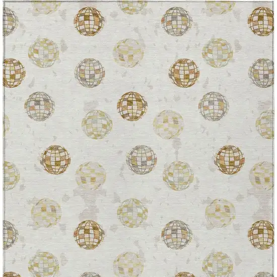 Ivory And Copper Geometric Washable Indoor Outdoor Area Rug Photo 6