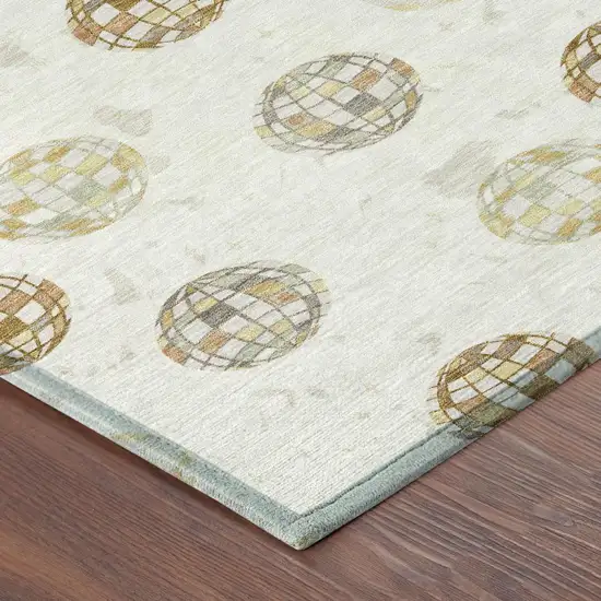 Ivory And Copper Geometric Washable Indoor Outdoor Area Rug Photo 7