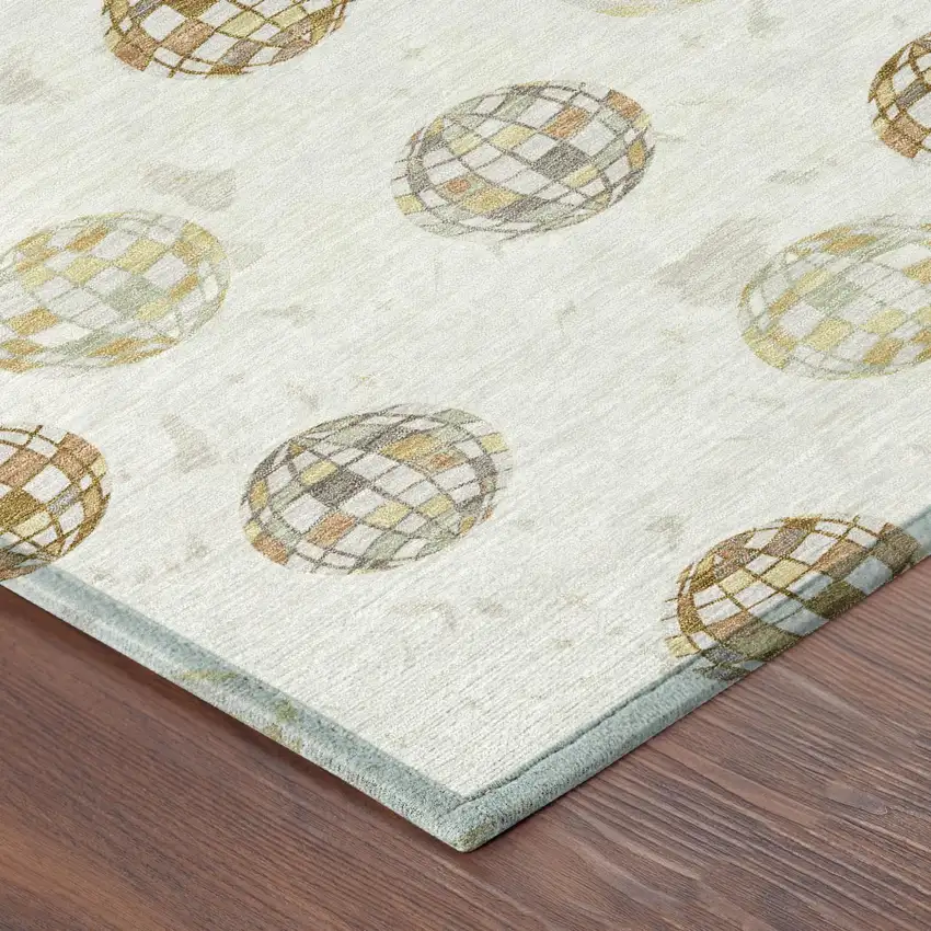 Ivory And Copper Geometric Washable Indoor Outdoor Area Rug Photo 7