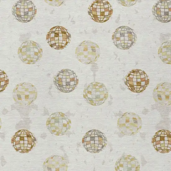 Ivory And Copper Geometric Washable Indoor Outdoor Area Rug Photo 3