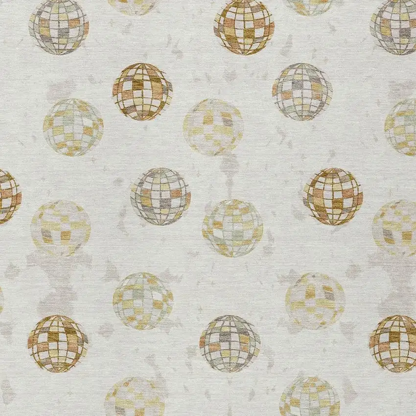 Ivory And Copper Geometric Washable Indoor Outdoor Area Rug Photo 3