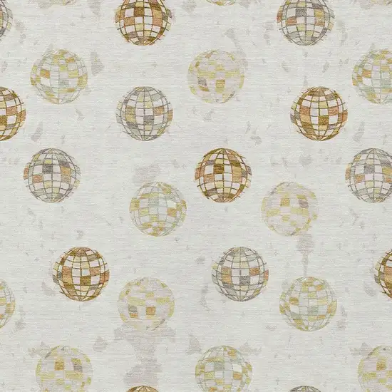 Ivory And Copper Geometric Washable Indoor Outdoor Area Rug Photo 5