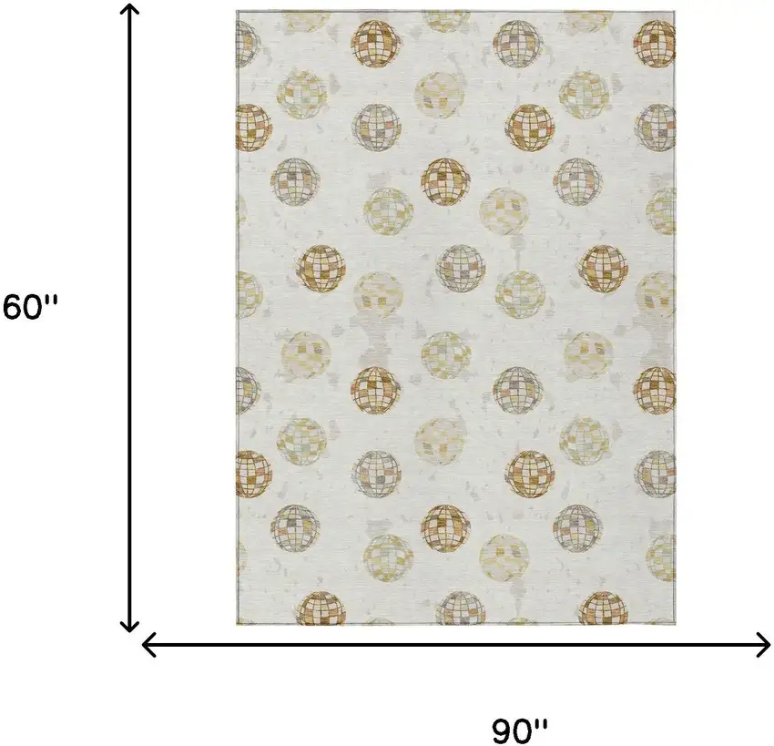 Ivory And Copper Geometric Washable Indoor Outdoor Area Rug Photo 9