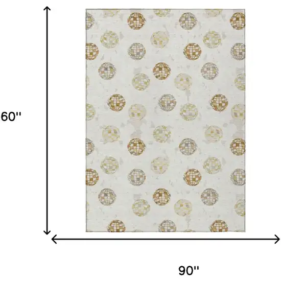 Ivory And Copper Geometric Washable Indoor Outdoor Area Rug Photo 9