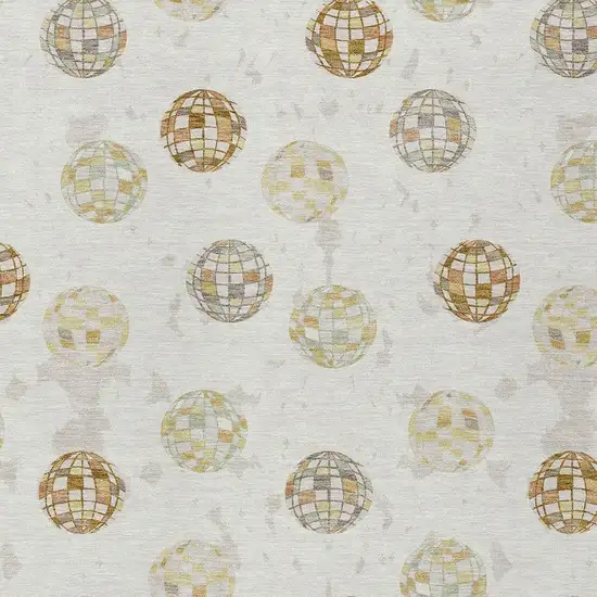 Ivory And Copper Geometric Washable Indoor Outdoor Area Rug Photo 3